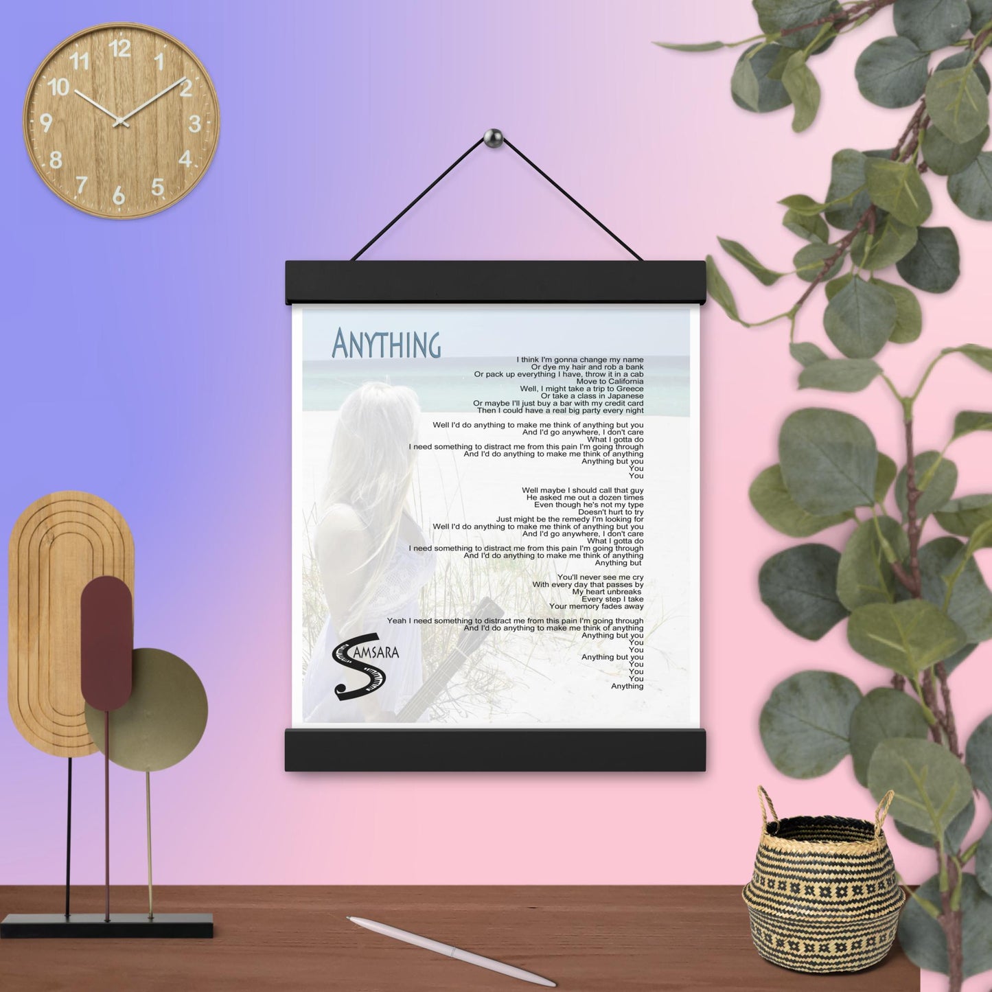 Anything Lyrics Poster (with hanger)