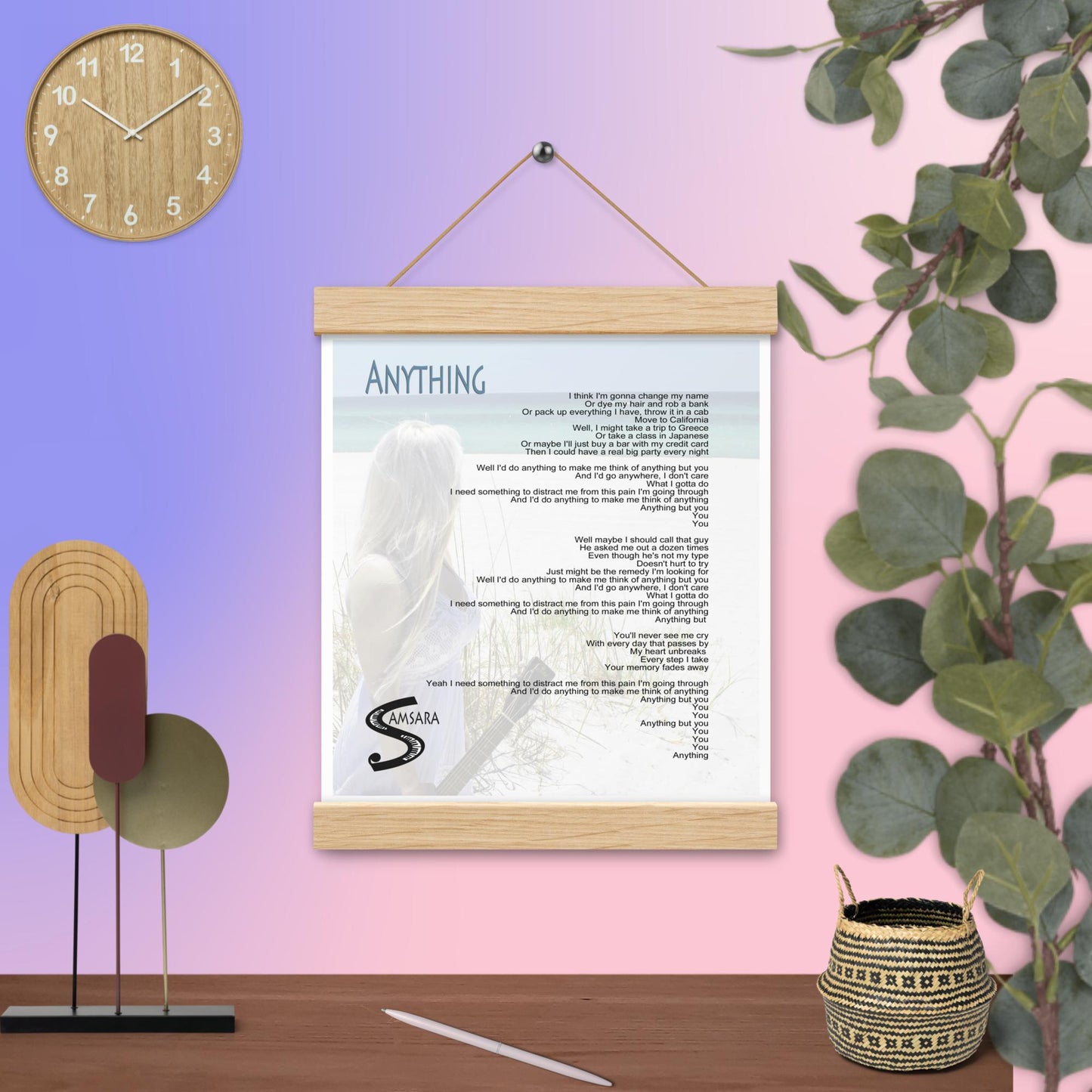 Anything Lyrics Poster (with hanger)