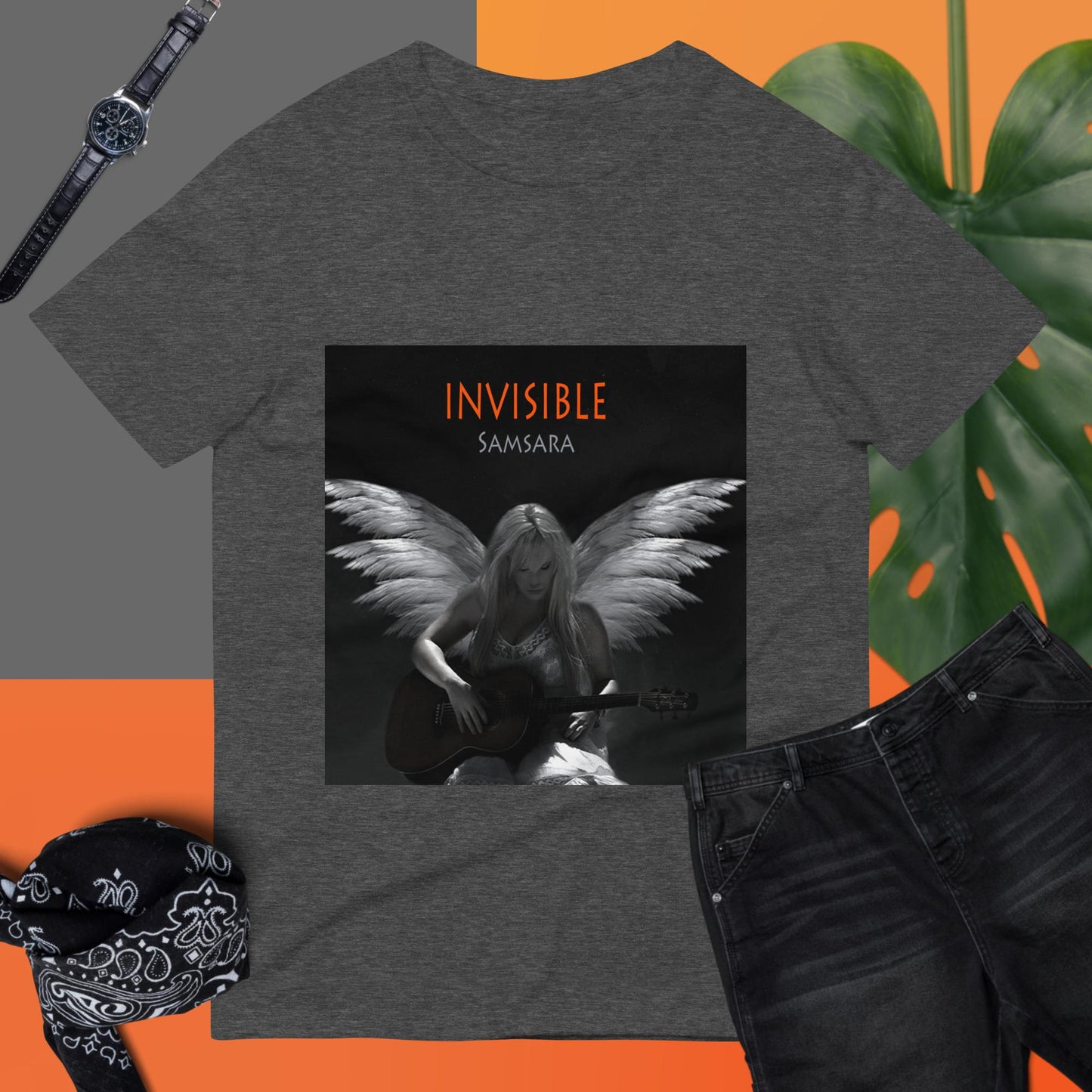 Invisible Short Sleeve Tee (Unisex Heather Dark Grey)