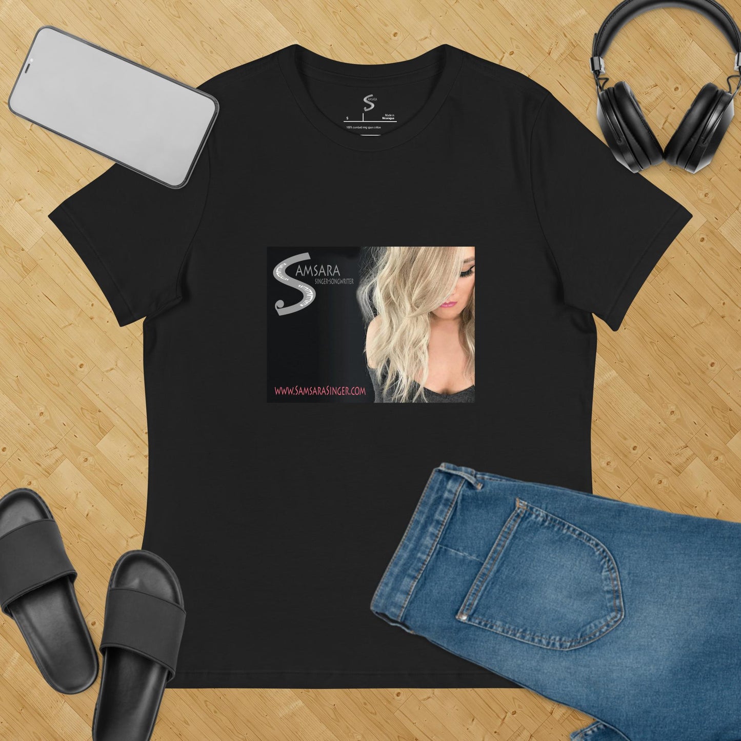 Samsara Women's Relaxed T-Shirt (Black, Berry & Dark Grey Heather)