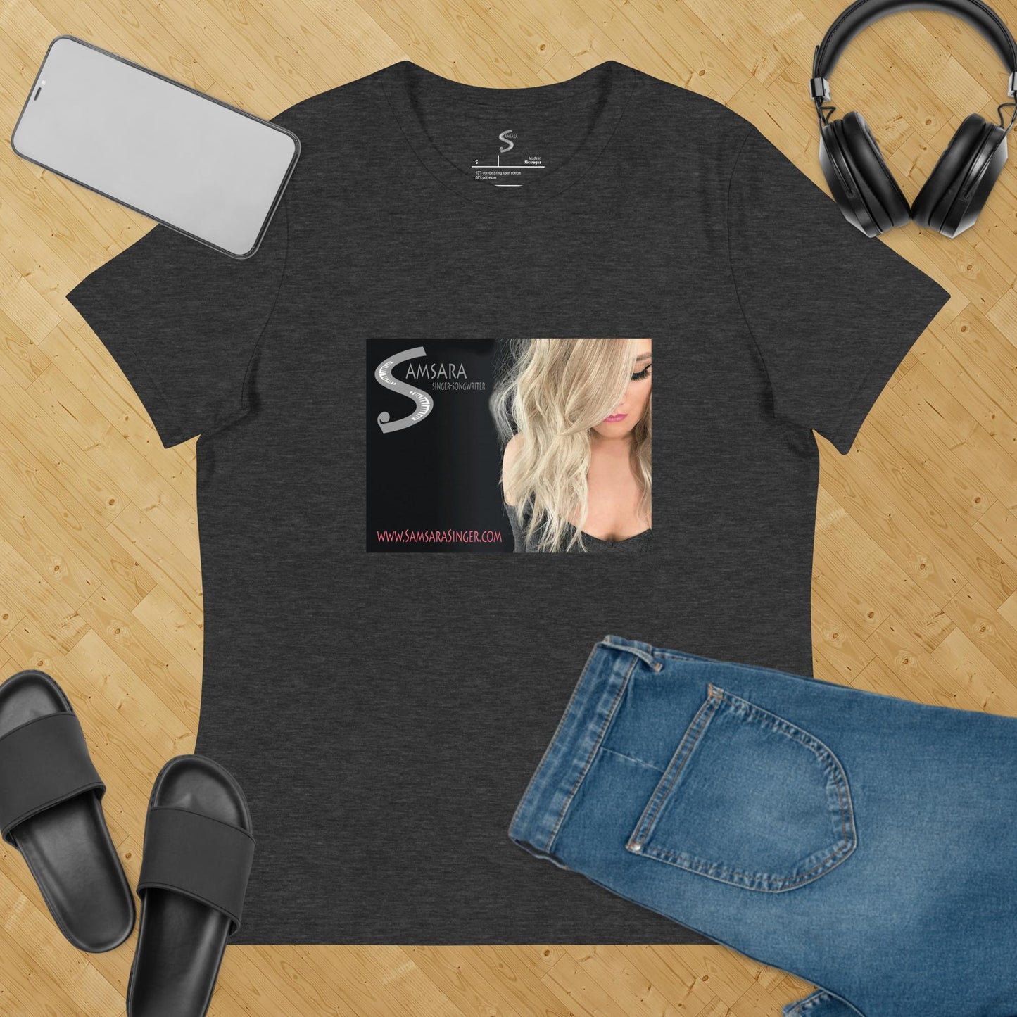 Samsara Women's Relaxed T-Shirt (Black, Berry & Dark Grey Heather)